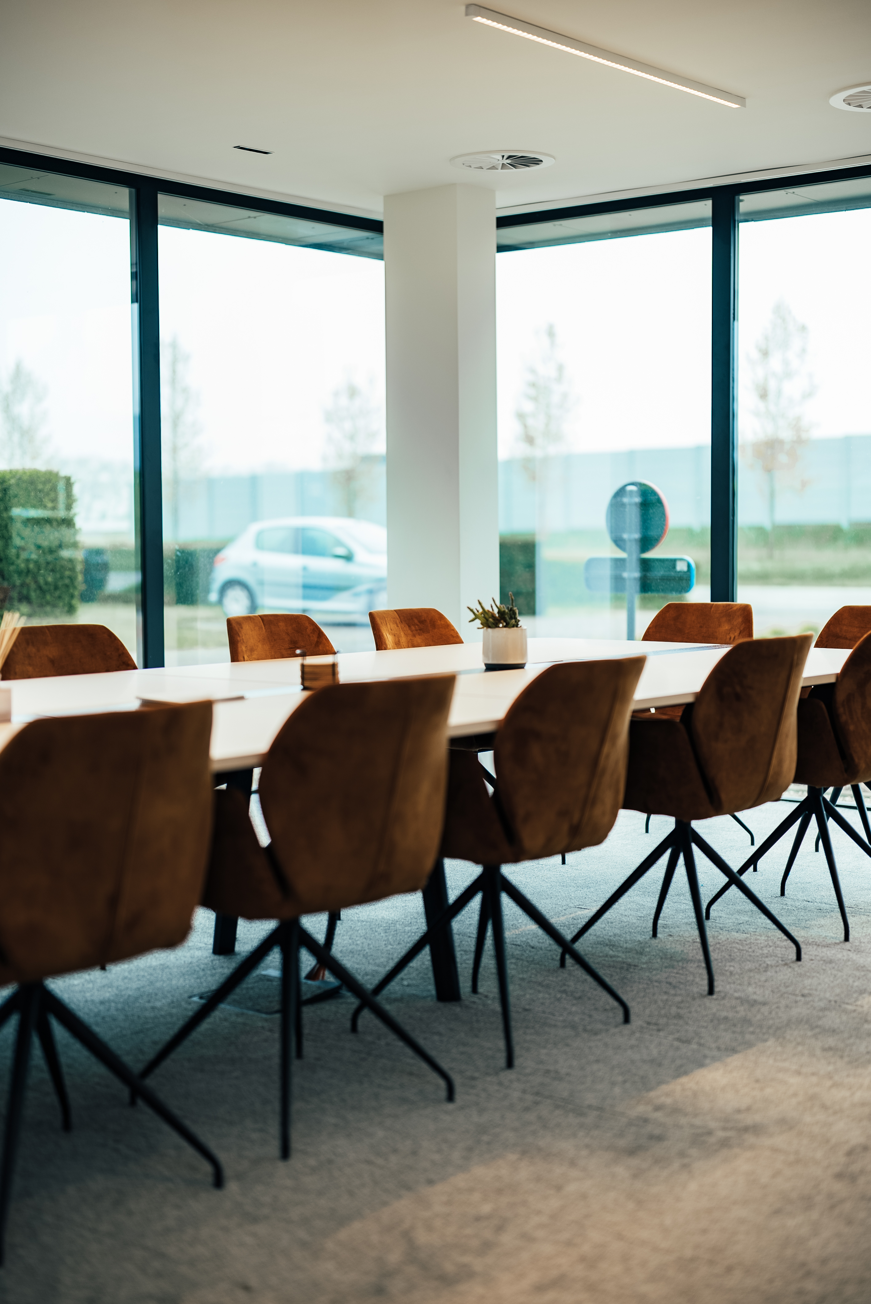 The Boardroom set for a 14-person meeting